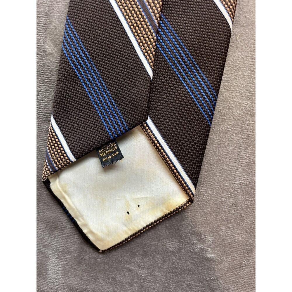 Vintage Andhurst Brown Blue Striped Men’s Dacron Polyester Neck Tie 70's - Picture 6 of 6